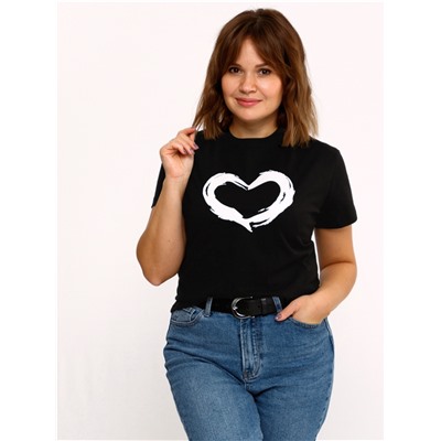 футболка 1ЖДФК3298001; черный / Сердце кистью