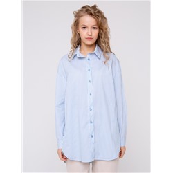 302WHT Рубашка женская удлиненная Белый/полоса