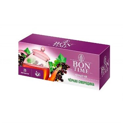 «Bontime», чай черный «Чёрная смородина», 25 пакетиков, 37 гр. KDV