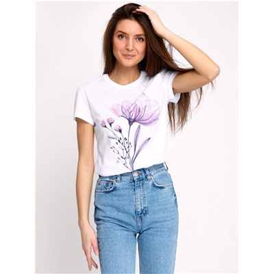 футболка 1ЖДФК3965001; белый / Фиолетовый цветок