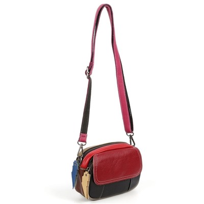 Женская кожаная сумка кросс-боди 6705 Ред/Блек