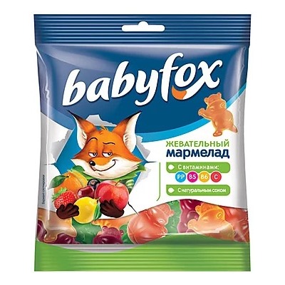 Кондитерские изделия                                        Яшкино                                        Мармелад Babyfox (Бегемоты), 70 гр. (50) (ВМ367)