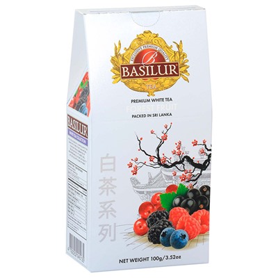 Чай                                        Basilur                                        Белый чай "со вкусом лесные ягоды" 100 гр., картон (12) (72185) NEW