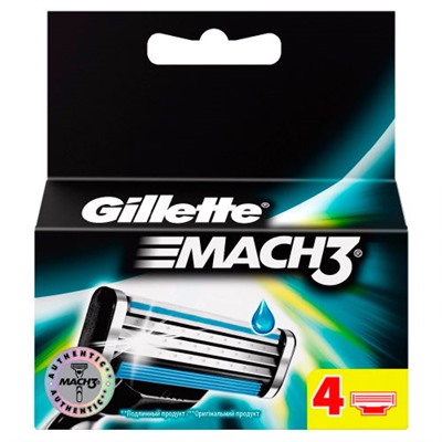 Кассеты для бритья Gillette Mach 3 (Джилет Мак 3), 4 шт