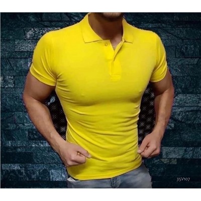 Мужская футболка поло желтая V107