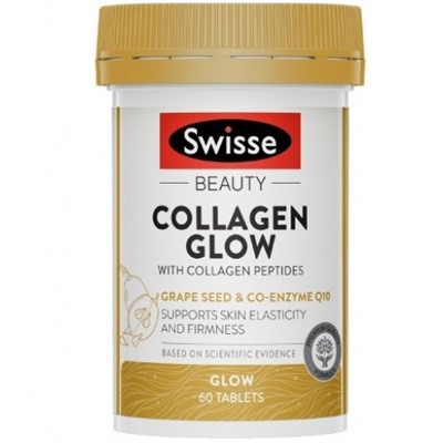 Коллаген с маслом из виноградной косточки и коэнзимом q10 в таблетках Swisse Collagen Glow 60 или 120 шт