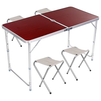 Раскладной металлический стол (1200*600) + 4 стула без спинки