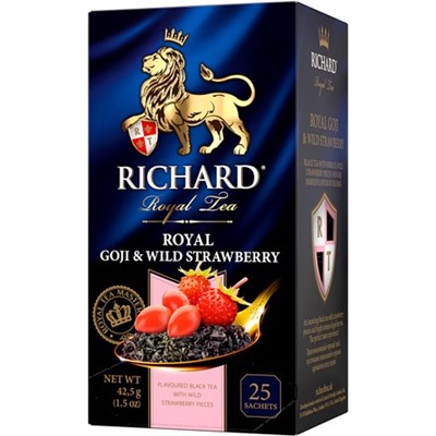 Чай                                        Richard                                        Royal Goji & Wild Strawberry 25 пак.*1,7 гр.черный (12) 102181