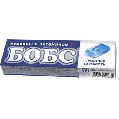 Кондитерские изделия                                        Бобс                                        Леденцы БОБС ледяная свежесть с вит.С 35 гр.(12) в кор. 24 блоков (BS-3-8)