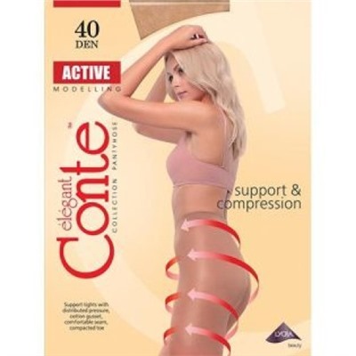 Колготки Conte Active (Конте Актив), Bronz (загар), 40 den, 2 размер