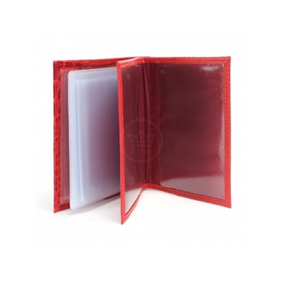 Обложка для авто+паспорт-Croco-ВП-105 натуральная кожа алый флотер/красный крок (128/203)  235884