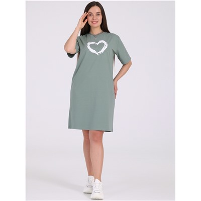 платье 1ЖПК4275804; серо-зеленый113 / Сердце кистью
