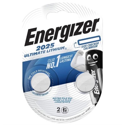 Батарейки (таблетка) Energizer (Энерджайзер) Ultimate Lithium CR2025, 2 шт