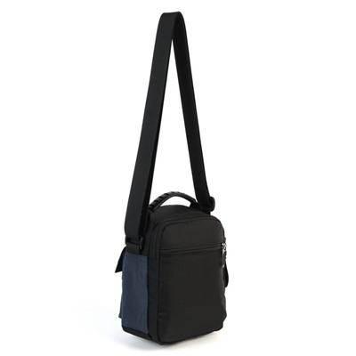 Мужская текстильная сумка через плечо с двумя отделениями на молниях 4118 Блек/Блу