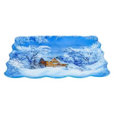 Снежная карусель Блюдо квадратное, 20х2см, стекло