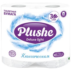 Бумага туалетная Plushe Deluxe Light Классическая 3-слойная 15 м (4 рулона в упаковке)