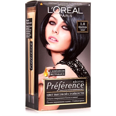 Краска для волос L'Oreal (Лореаль) Recital Preference, тон 1.0 - Неаполь Черный