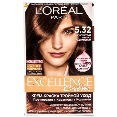 Краска для волос L'oreal Excellence 5.3 Светл-кашт. золотой