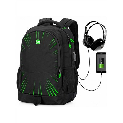 Рюкзак для подростков SkyName 90-131 зеленый 30Х18Х42