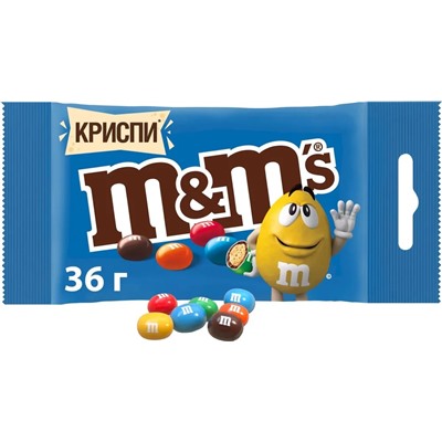 Кондитерские изделия                                        М&м                                        Драже M&M's КРИСПИ с хрустящим центром, 36 гр. (32 шт) 6 бл. в кор./63