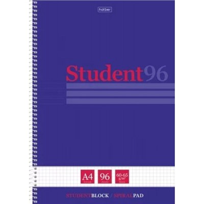Тетрадь А4  96л клетка на спирали "Студенту- Синяя" (081327) 29868 Хатбер