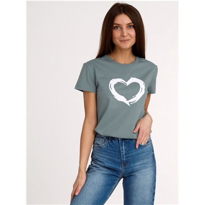 футболка 1ЖДФК4166001; серо-зеленый113 / Сердце кистью