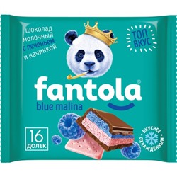 Кондитерские изделия                                        Fantola                                        Шоколад молочный FANTOLA с начинкой со вкусом "Blue Malina" и печеньем 66 гр (12)