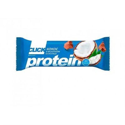 Фруктовый батончик Click с протеином, Кокос в молочном шоколаде, 40 г (упаковка 15 шт.) KDV