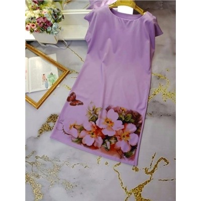 Платье Size Plus цветы сирень M29_Новая цена 03.24