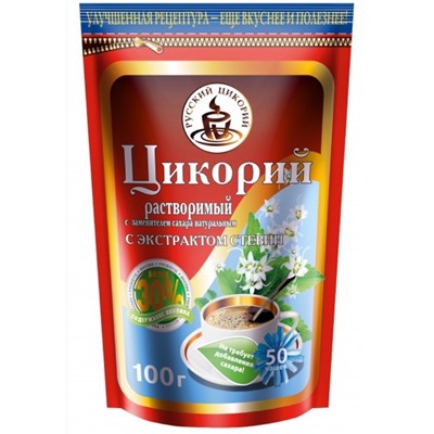 Напитки                                        Русский цикорий                                        цикорий 100 гр. Стевия порошок ZIP (12)