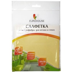 Салфетка из микрофибры для оптики и стёкол Eurohouse (ЕвроХаус), 30*30 см