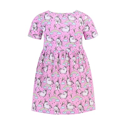 платье 1ДПК4291001н; единороги и радуги на розовом