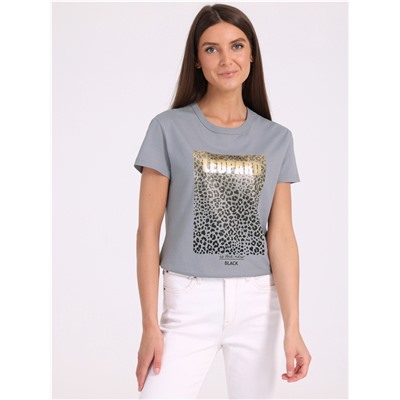 футболка 1ЖДФК4253001; серый261 / Леопард и стразы
