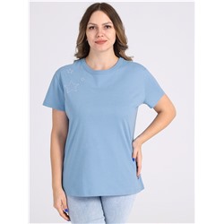 футболка 1ЖДФК4256001; серо-голубой250 / Крупные звезды вышивка