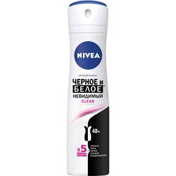 Дезодорант-антиперспирант спрей женский Nivea Черное и белое Clear Невидимый, 150 мл