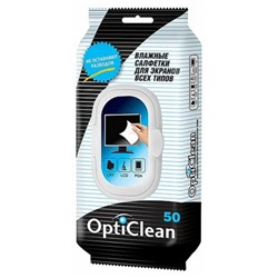 Салфетки влажные для экранов всех типов OptiClean, 50 шт