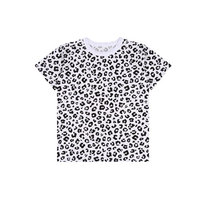 футболка 1ДДФК4322001н; черный леопард на белом+белый