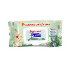 Детские влажные салфетки Grendy (Гренди) с Алоэ, 120 шт