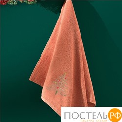 3842 Новогоднее полотенце махровое "TREE" 50x90 1/1 Персиковый