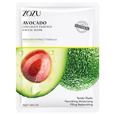 Тканевая маска в авокадо и коллагеном ZOZU Avocado Collagen Essence Facial Mask
