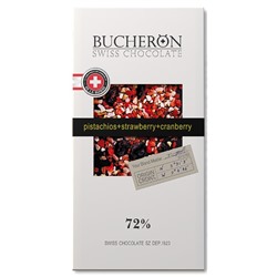 Кондитерские изделия                                        Bucheron                                        шоколад (с окном) Горький с клюквой, клубникой и фисташками 100 гр. х 10 шт. картон (6 )