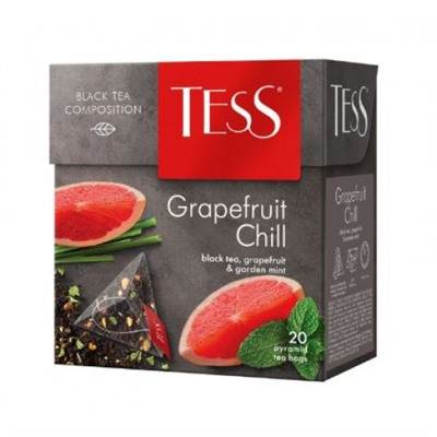 Чай в пирамидках Тесс Grapefruit Chill, черный, с мятой и грейпфрутом, 20шт.