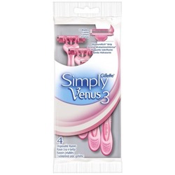 Одноразовые женские станки для бритья Gillette (Джилет) Simply Venus 3, 4 шт