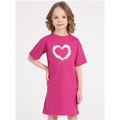 платье 1ДПК4283001; ярко-розовый12 / Сердце кистью