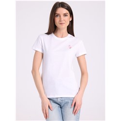 футболка 1ЖДФК2692001; белый / Фламинго вышивка