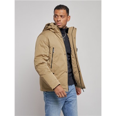 Куртка мужская зимняя с капюшоном спортивная великан горчичного цвета 8332G