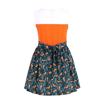 платье 1ДПБ4058001н; оранжевый9+белый+лисички на морской волне / Мордочка лисы