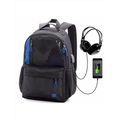 Рюкзак для подростков SkyName 80-46 черный-синий 30х16х42
