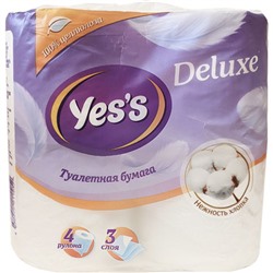 Туалетная бумага YES'S Deluxe, цвет белый, 3-слойная, 4 рулона, 18 м