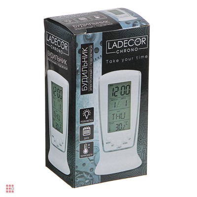 LADECOR CHRONO Будильник электронный с подсветкой, датой и температурой